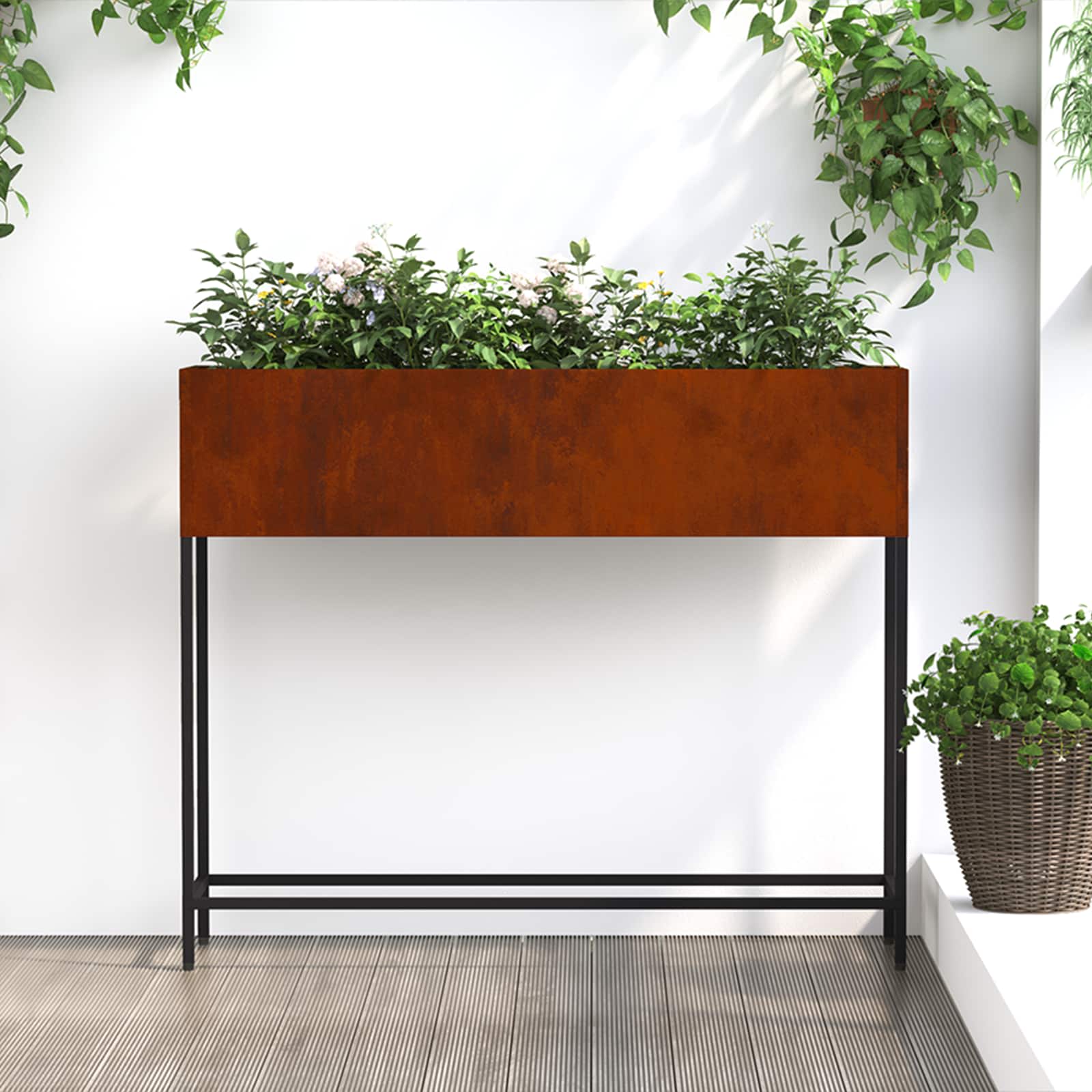 Hochbeet Gartenpflanzer Rostig 100 x 26 x 82 cm Wetterfeststahl