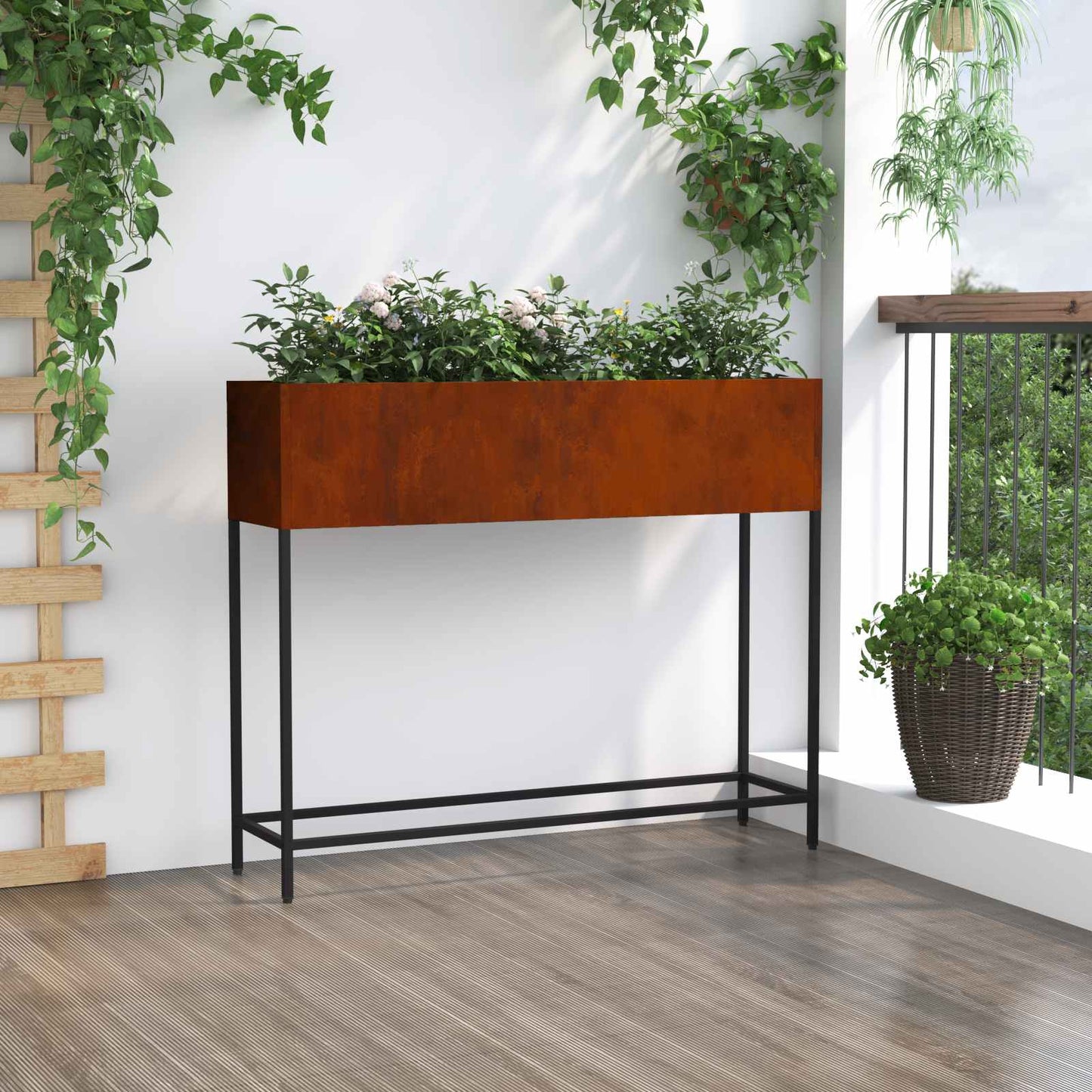 Hochbeet Gartenpflanzer Rostig 100 x 26 x 82 cm Wetterfeststahl