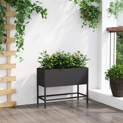 Hochbeet Gartenpflanzer Schwarz 60 x 26 x 45 cm Stahl