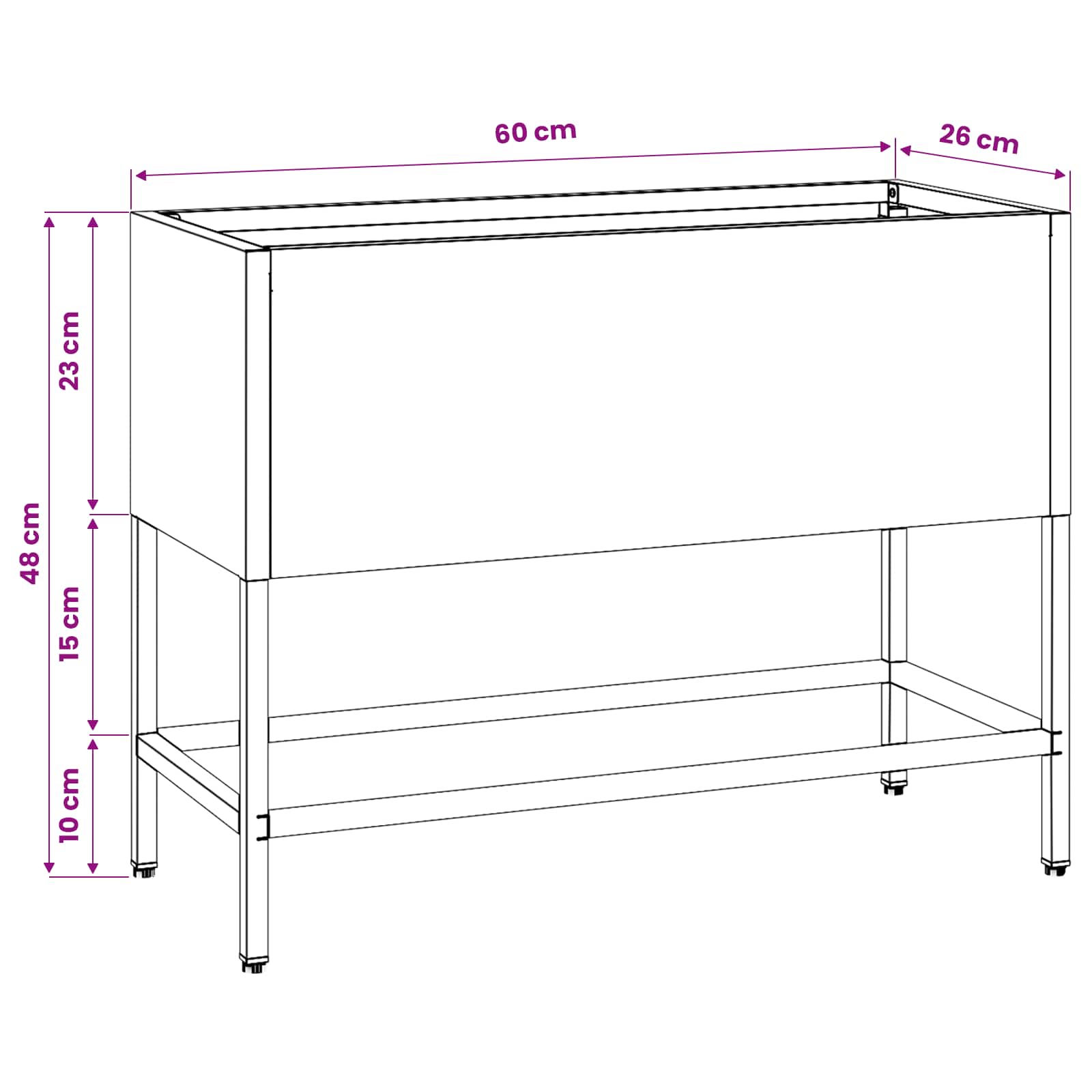 Hochbeet Gartenpflanzer Anthrazit 60 x 26 x 45 cm Stahl