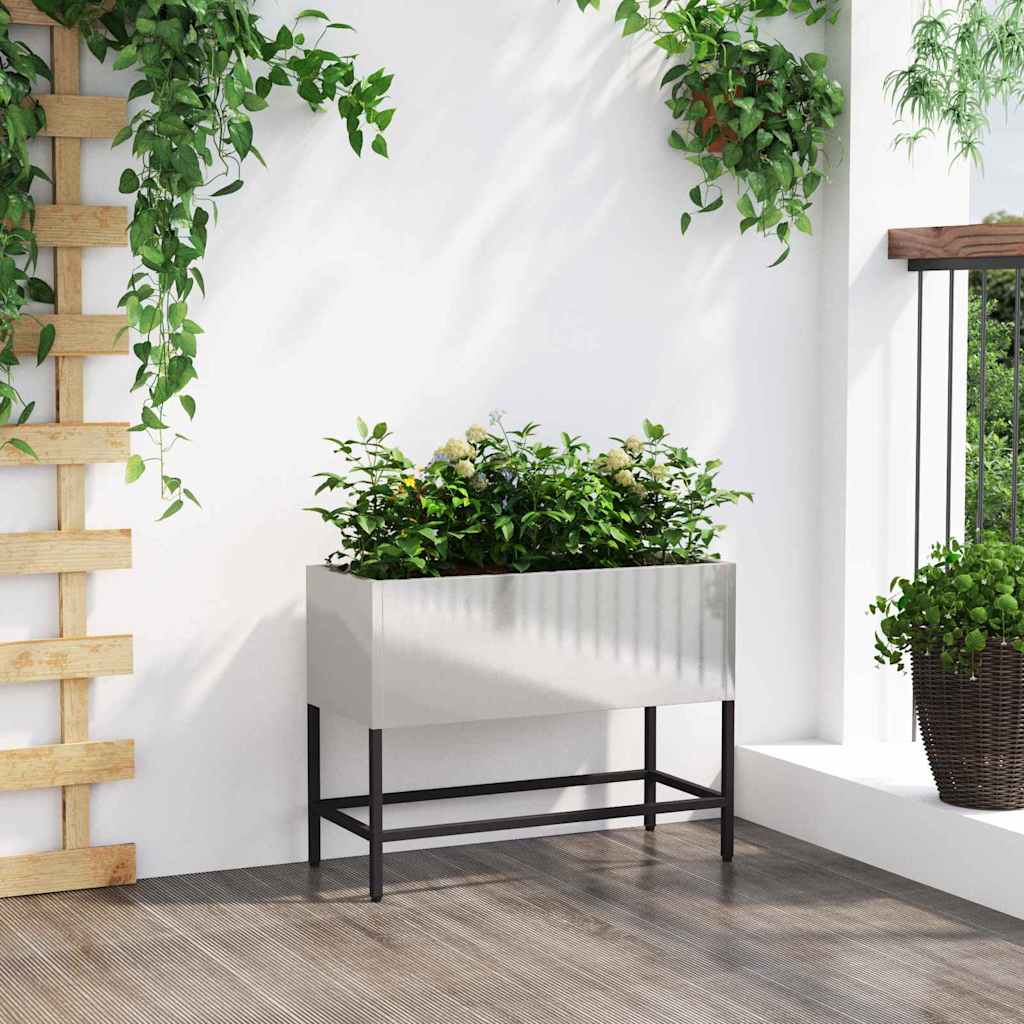 Hochbeet Gartenpflanzer Silber 60 x 26 x 45 cm Edelstahl