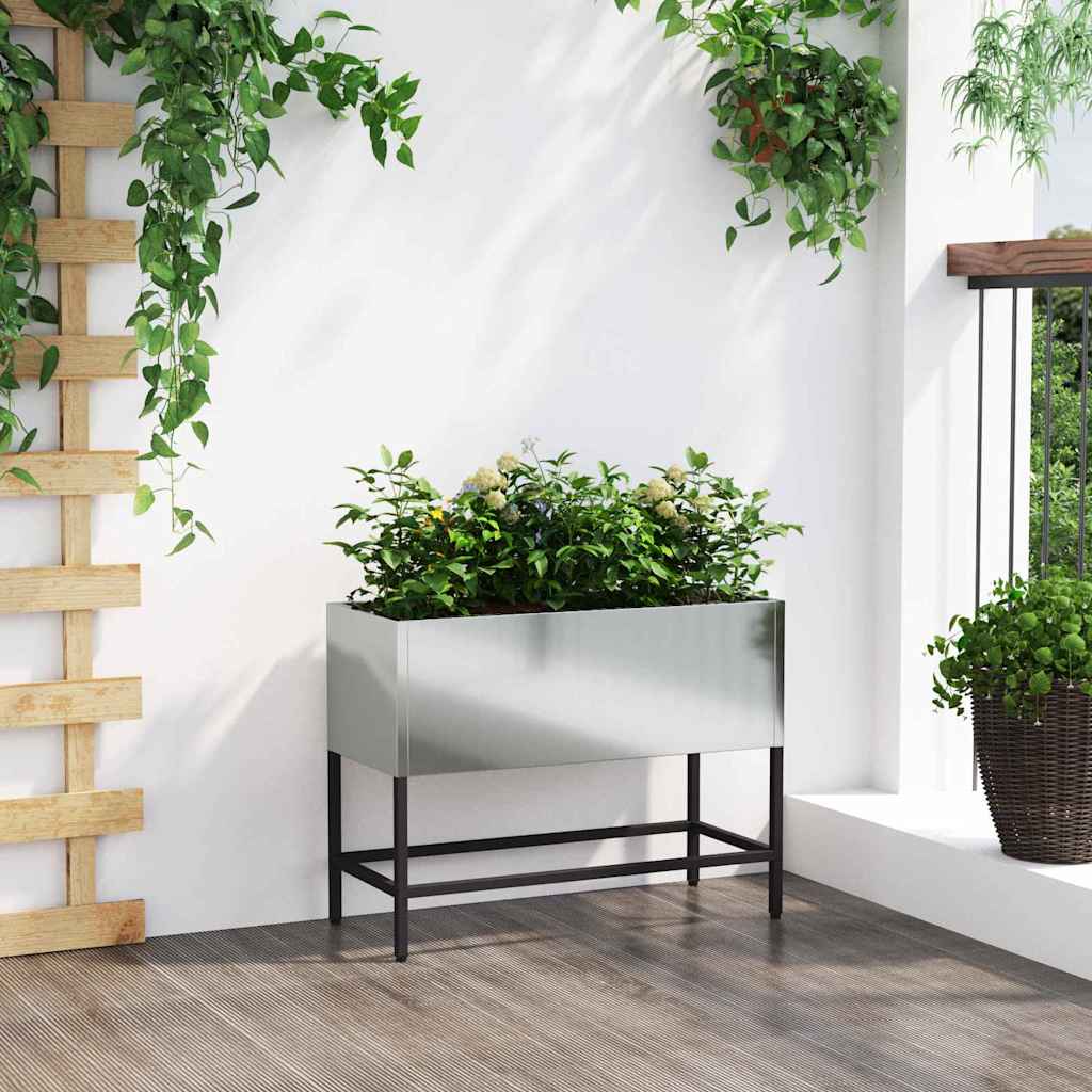Hochbeet Gartenpflanzer Silber 60 x 26 x 45 cm Verzinkter Stahl