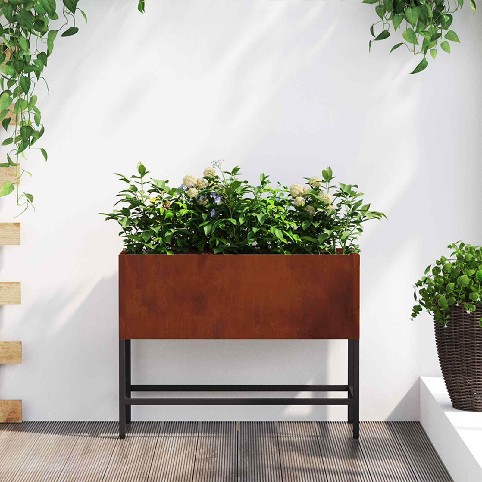 Hochbeet Gartenpflanzer Rostig 60 x 26 x 45 cm Wetterfeststahl
