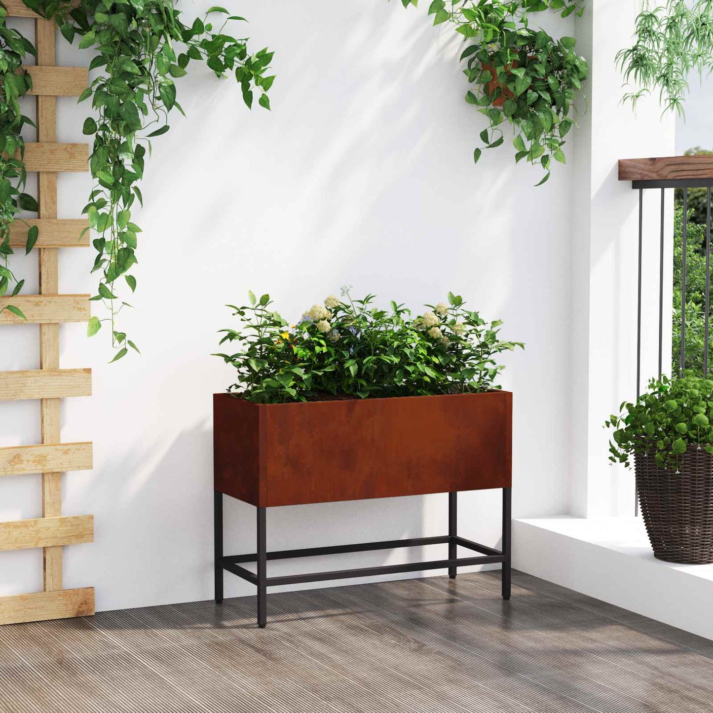 Hochbeet Gartenpflanzer Rostig 60 x 26 x 45 cm Wetterfeststahl
