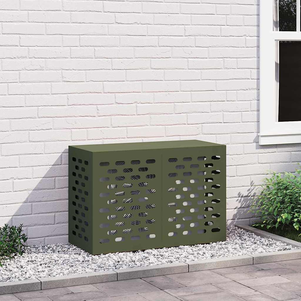 Klimaanlagenabdeckung Olivgrün 90 x 40 x 60 cm Stahl