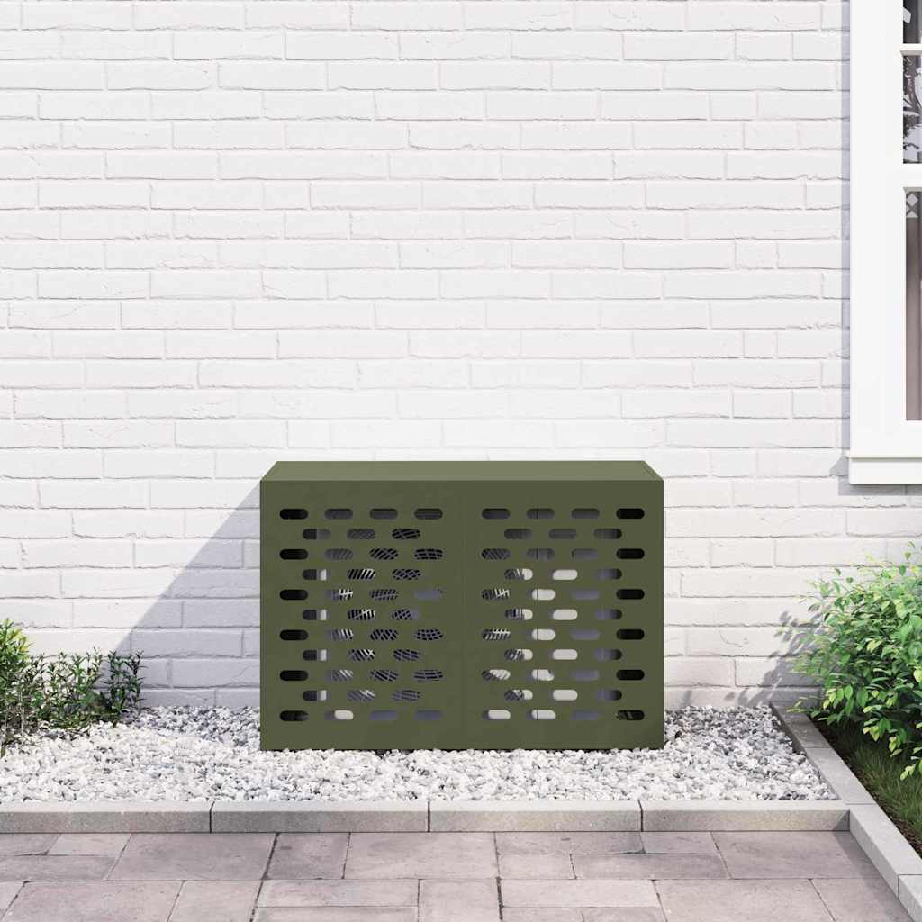 Klimaanlagenabdeckung Olivgrün 90 x 40 x 60 cm Stahl
