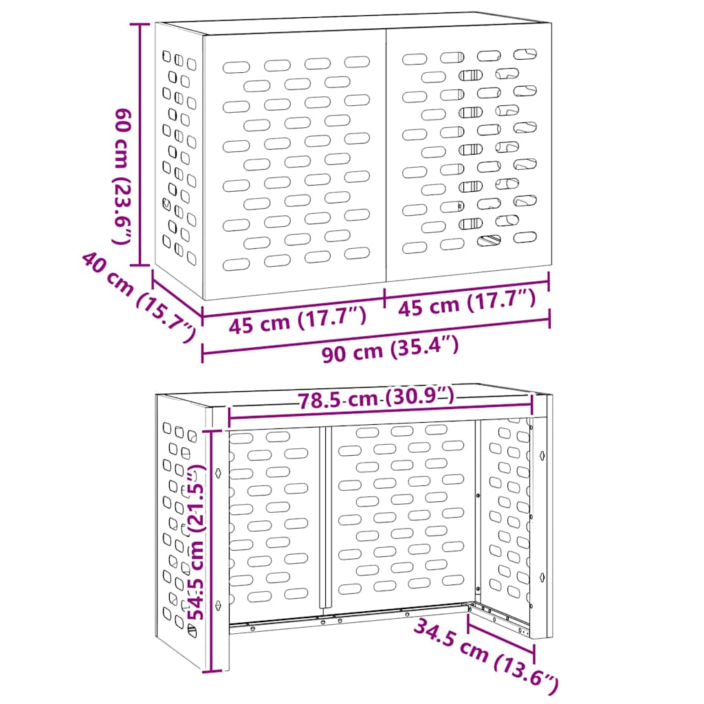 Klimaanlagenabdeckung Silber 90 x 40 x 60 cm Verzinkter Stahl
