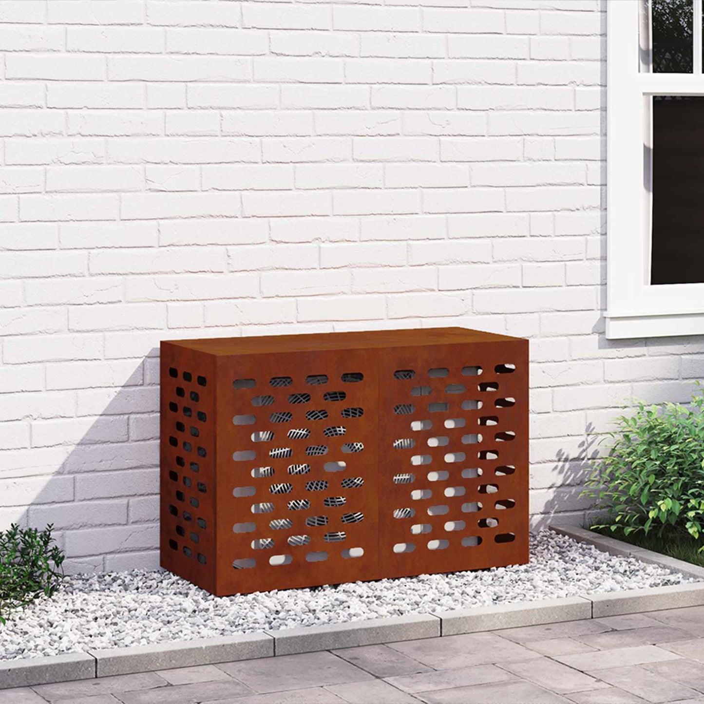 Klimaanlagenabdeckung Rostoptik 90 x 40 x 60 cm Wetterfeststahl