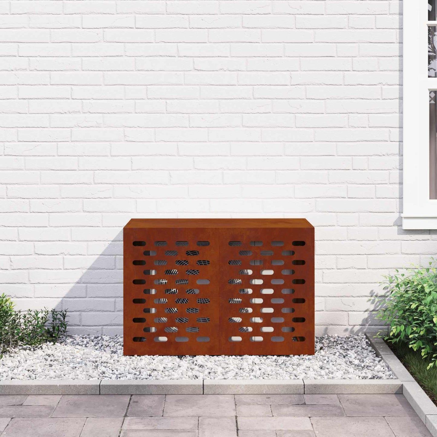 Klimaanlagenabdeckung Rostoptik 90 x 40 x 60 cm Wetterfeststahl