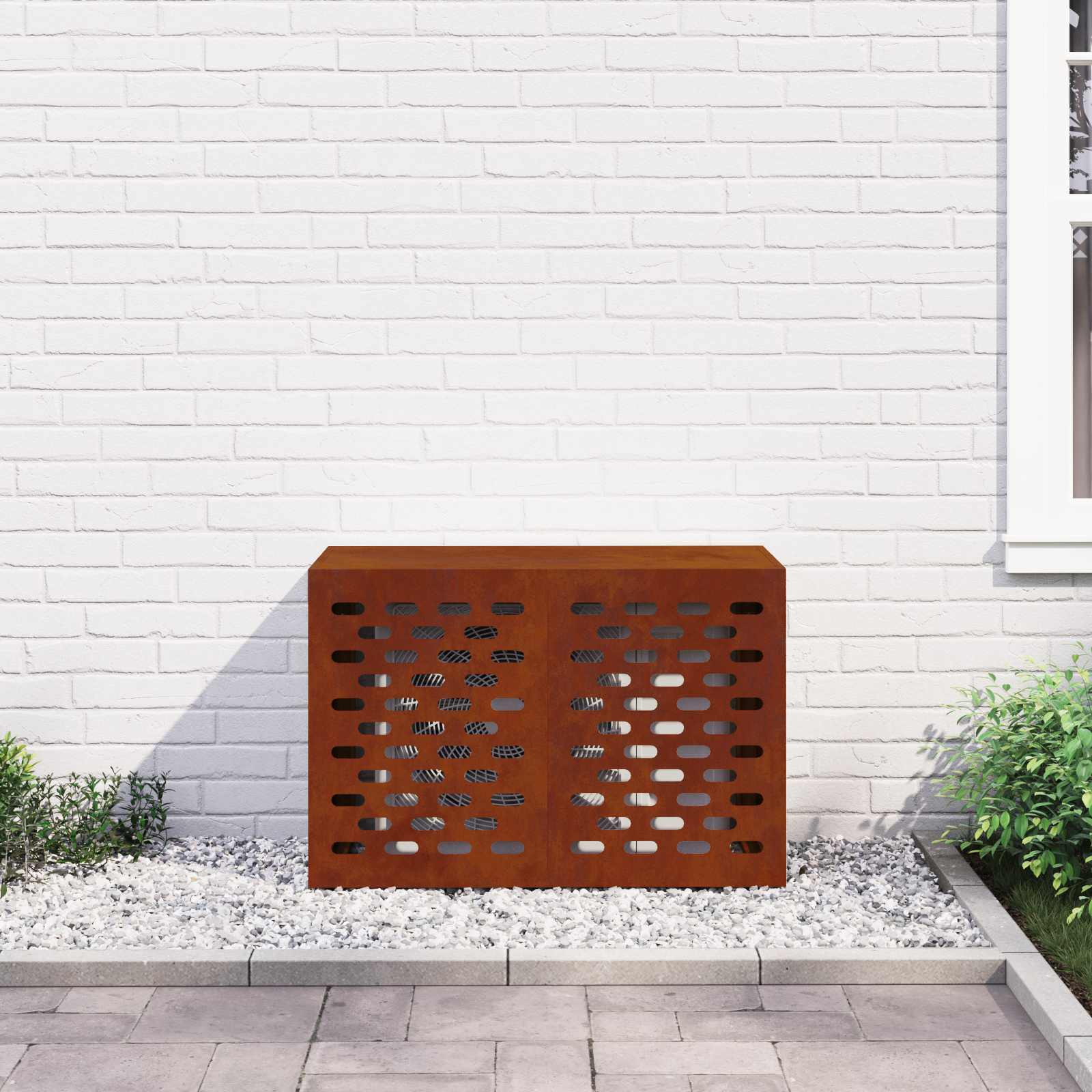 Klimaanlagenabdeckung Rostoptik 90 x 40 x 60 cm Wetterfeststahl