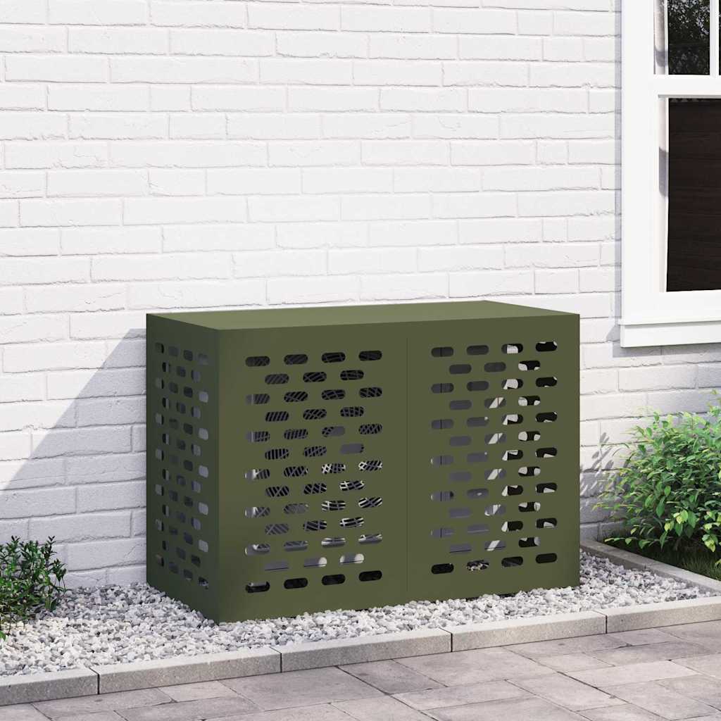 Klimaanlagenabdeckung Olivgrün 100 x 50 x 70 cm Stahl