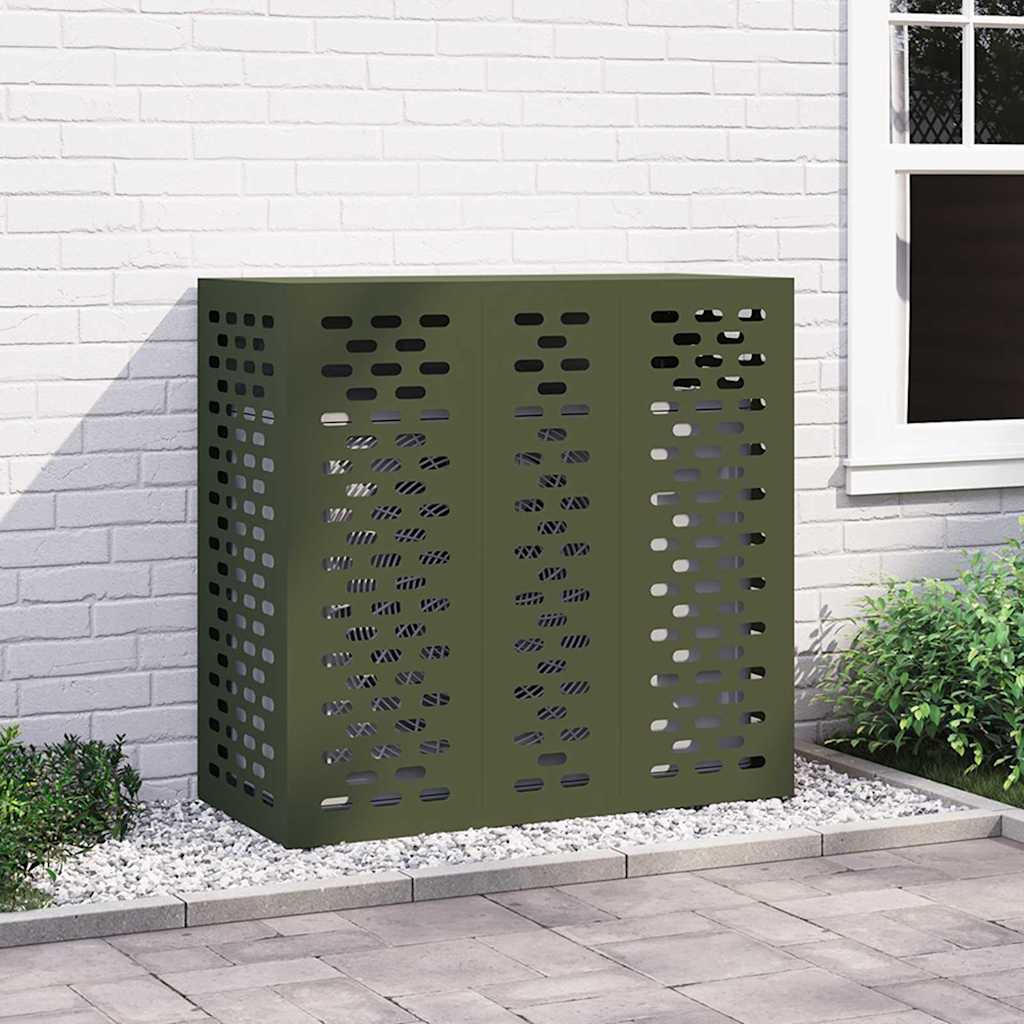 Klimaanlagenabdeckung Olivgrün 110 x 50 x 105 cm Stahl