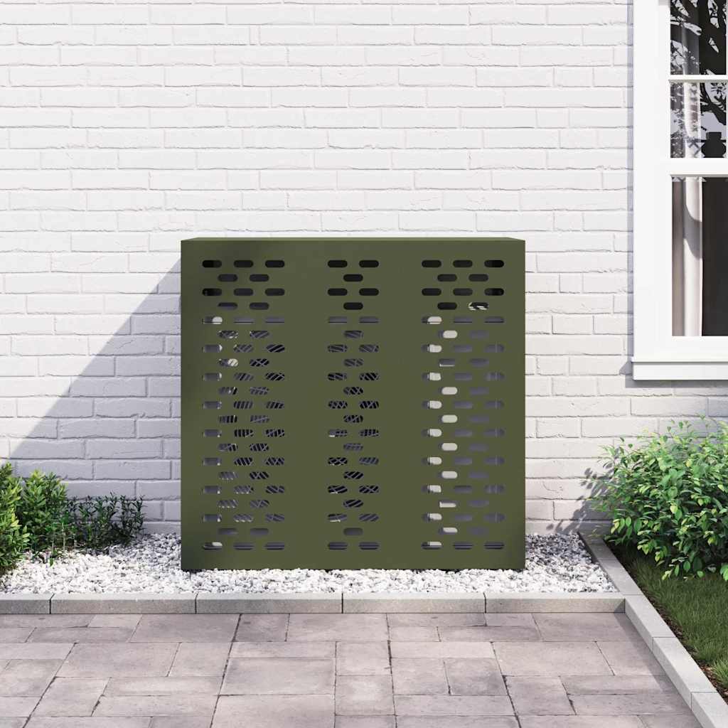 Klimaanlagenabdeckung Olivgrün 110 x 50 x 105 cm Stahl