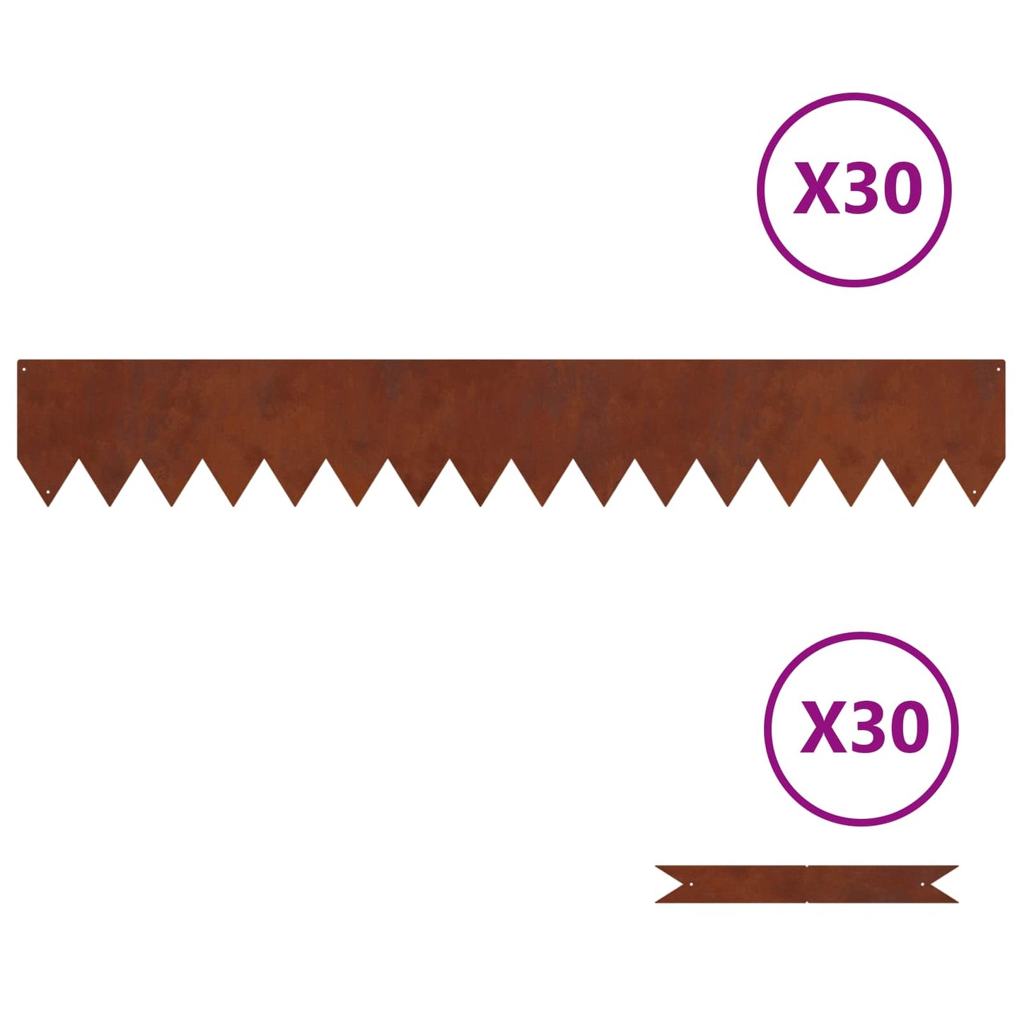 Raseneinfassung 30 stk. 100 x 0,05 x 15 cm Rostig