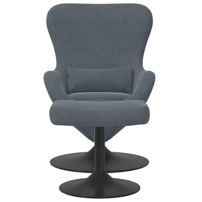 Eierstuhl mit Fußhocker Dunkelgrau Samt