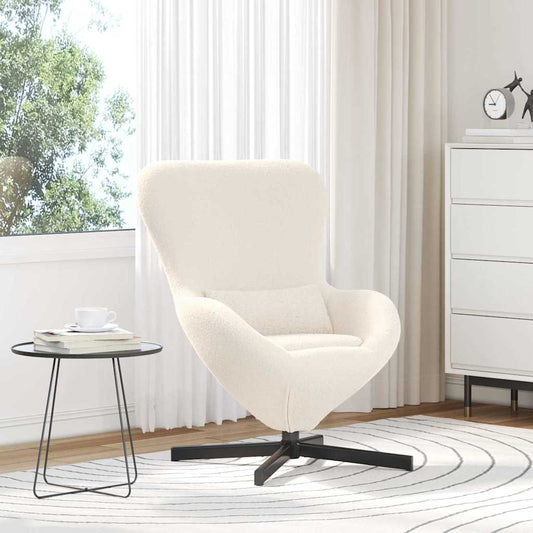 Eiersessel Creme 63 x 73 x 90 cm Lockiger wollähnlicher Stoff