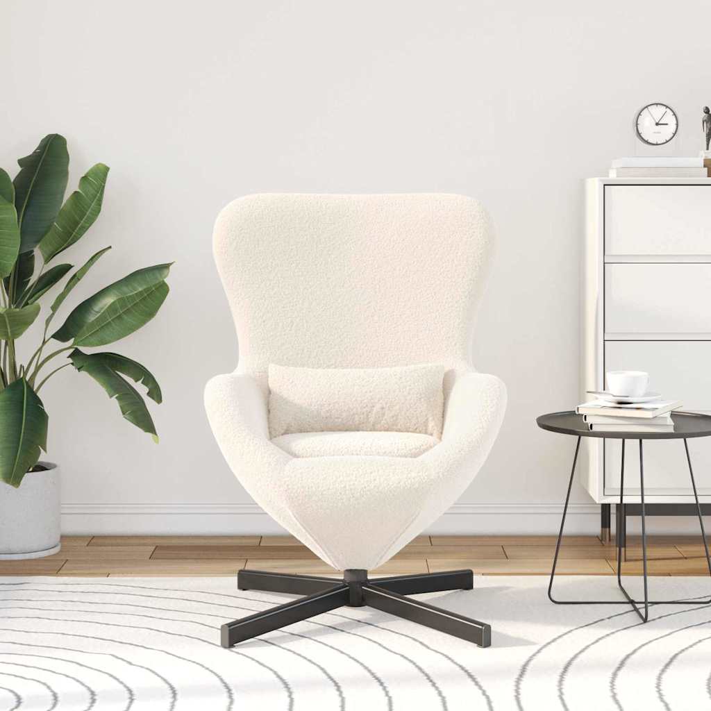 Eiersessel Creme 63 x 73 x 90 cm Lockiger wollähnlicher Stoff