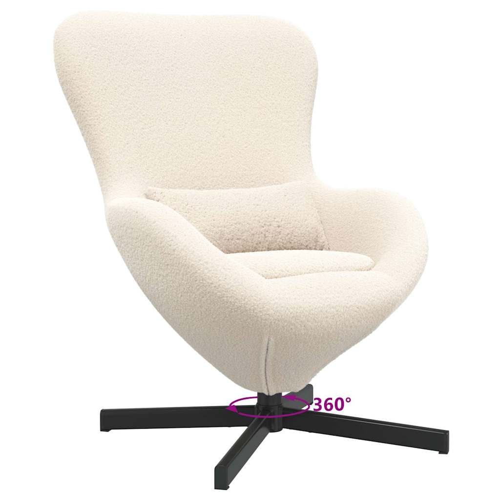 Eiersessel Creme 63 x 73 x 90 cm Lockiger wollähnlicher Stoff