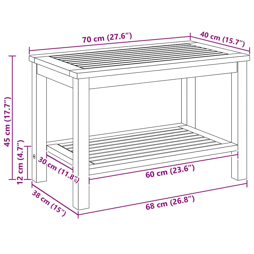 Couchtisch Braun 70 x 40 x 45 cm Akazie Massivholz