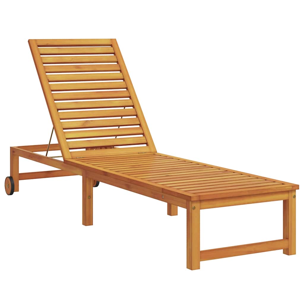 Sonnenliege 1-Person Braun 53 x 202 x 89cm Massivholz Akazie