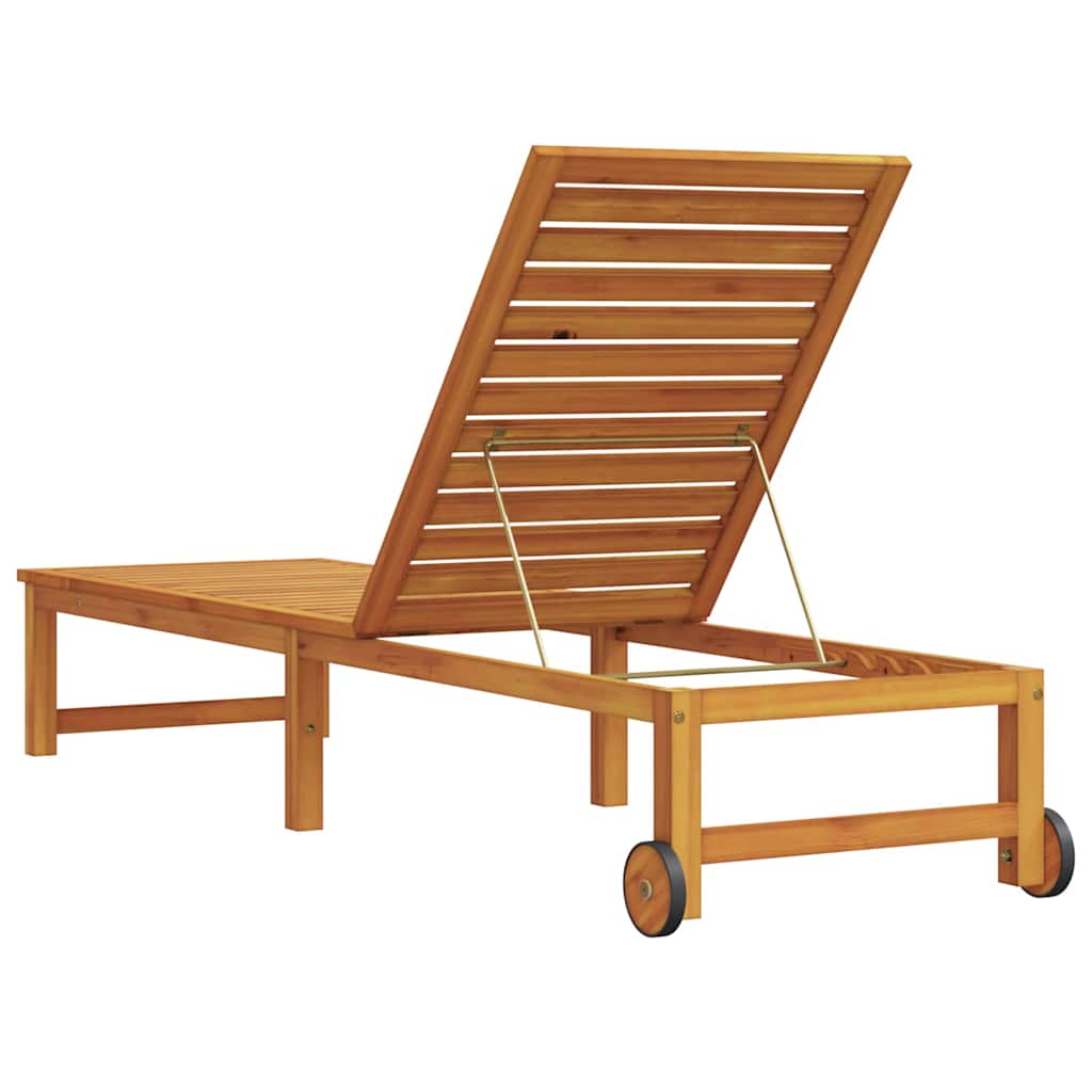 Sonnenliege 1-Person Braun 53 x 202 x 89cm Massivholz Akazie