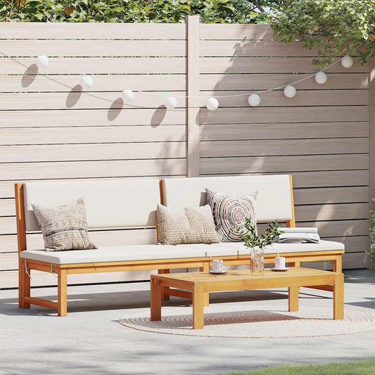 Sonnenliege mit Kissen Braun 200 x 57 x 75cm Massivholz Akazie