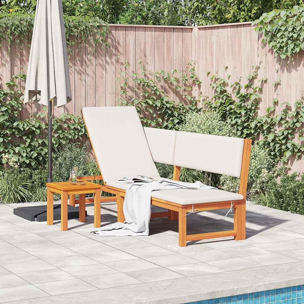 Sonnenliege mit Kissen Braun 200 x 57 x 75cm Massivholz Akazie