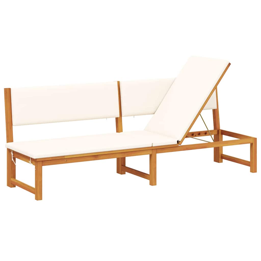 Sonnenliege mit Kissen Braun 200 x 57 x 75cm Massivholz Akazie