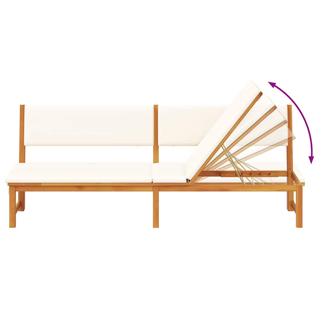 Sonnenliege mit Kissen Braun 200 x 57 x 75cm Massivholz Akazie
