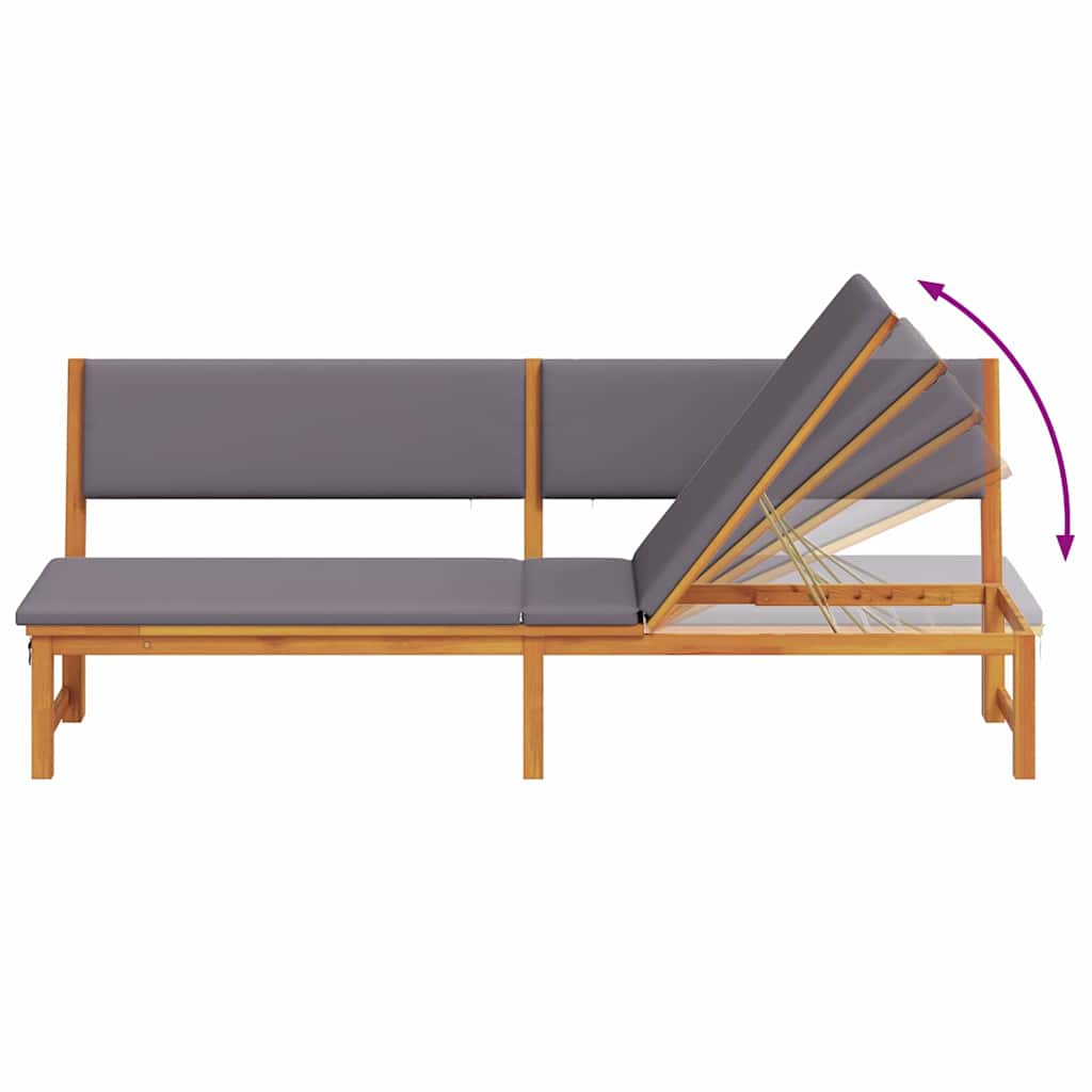 Sonnenliege 1-Person Braun 200 x 57 x 75cm Massivholz Akazie