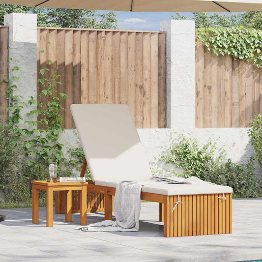 Sonnenliege 1-Person Braun 200 x 55 x 94cm Massivholz Akazie