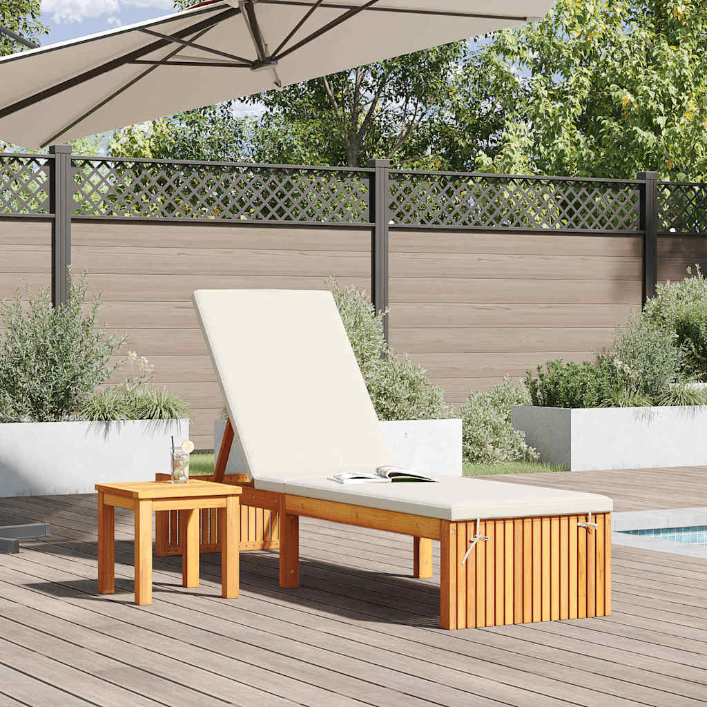 Sonnenliege 1-Person Braun 200 x 55 x 94cm Massivholz Akazie