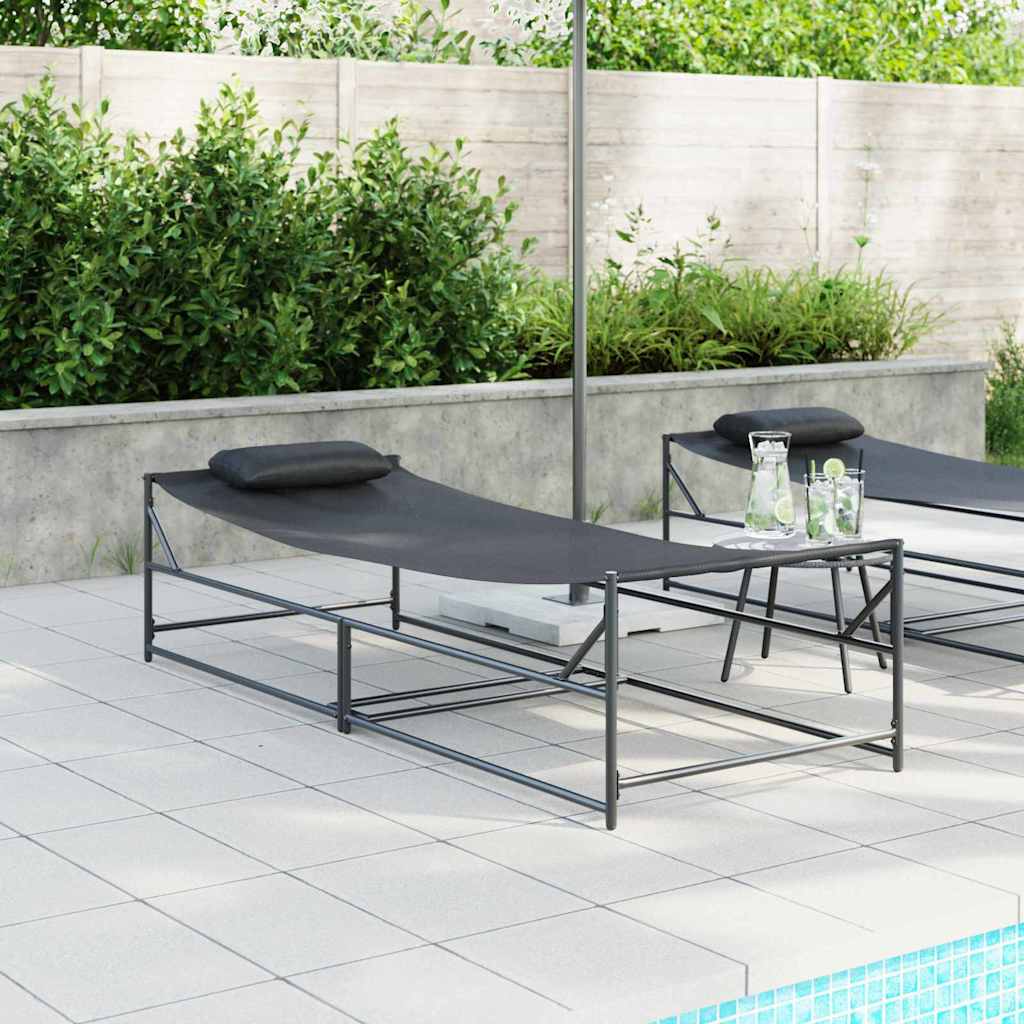 Gartenliegestuhl 2 stk. Anthrazit Pulverbeschichteter Stahl