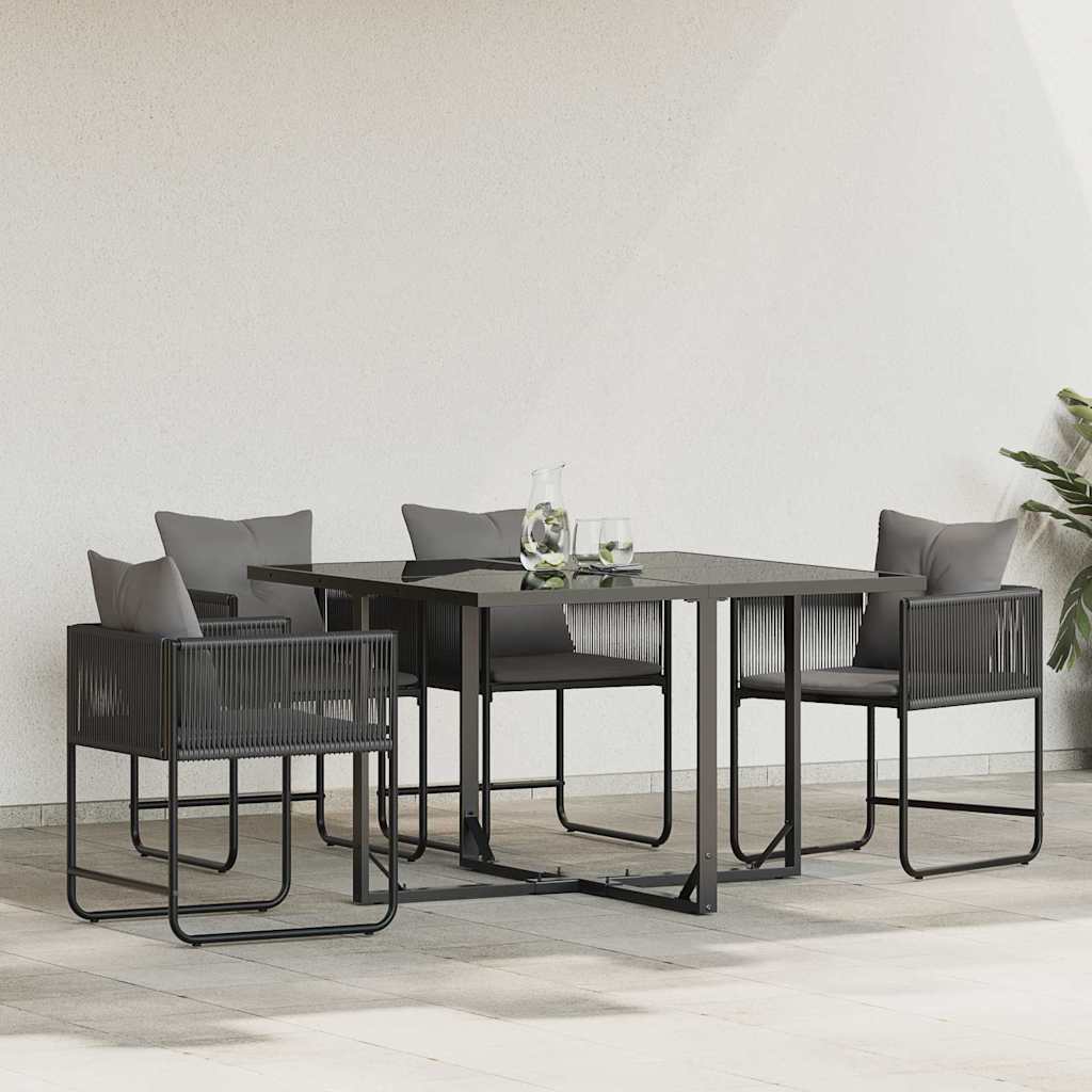 Stuhl 4 Stk. Schwarz und Anthrazit PE-Rattan