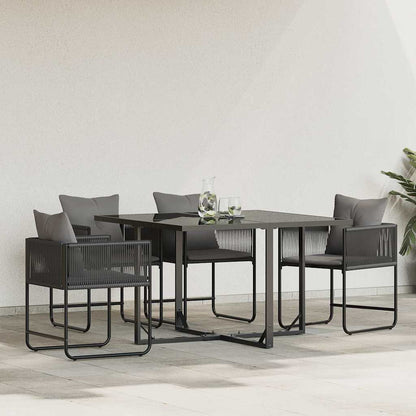 Stuhl 4 stk. Schwarz und Anthrazit PE-Rattan