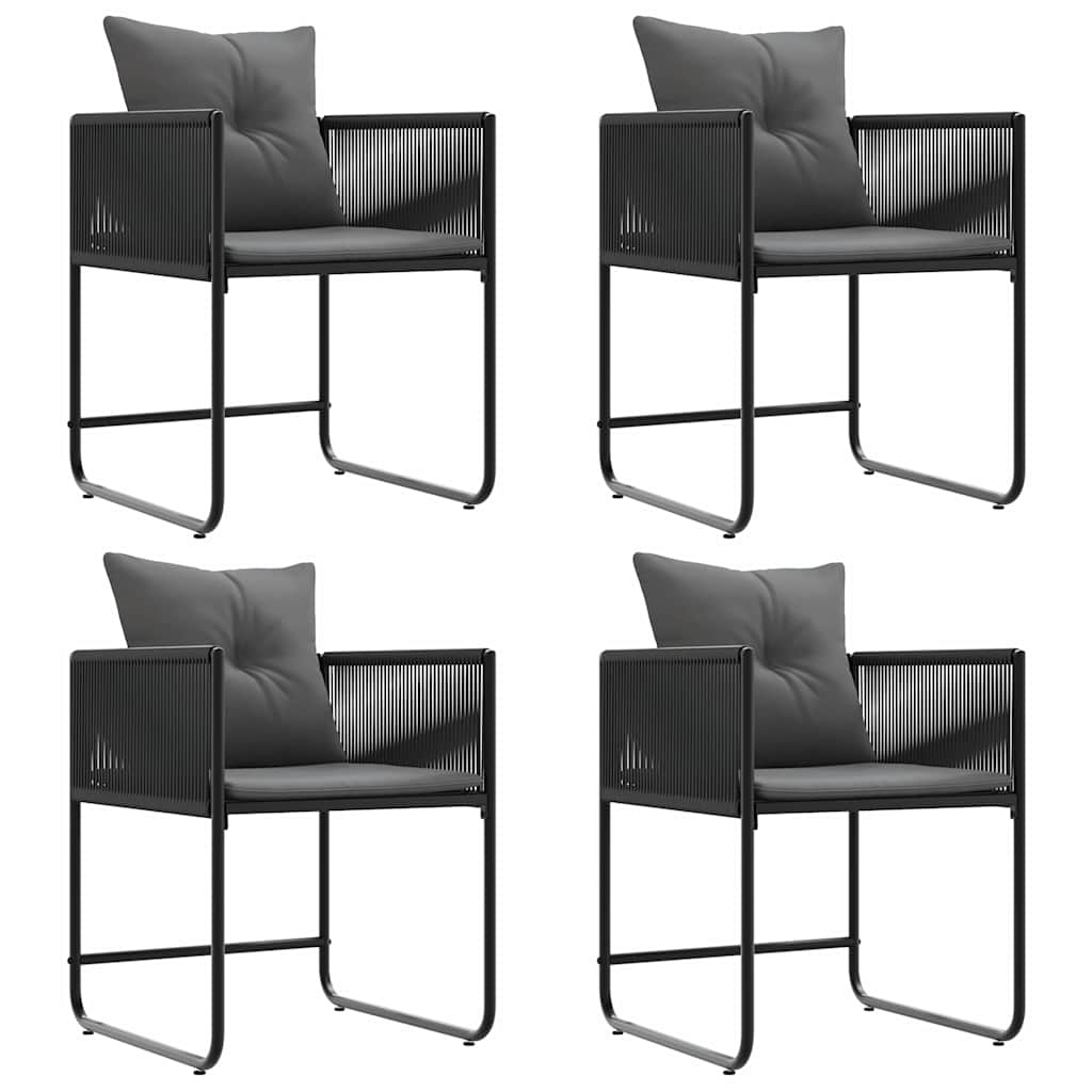 Stuhl 4 Stk. Schwarz und Anthrazit PE-Rattan