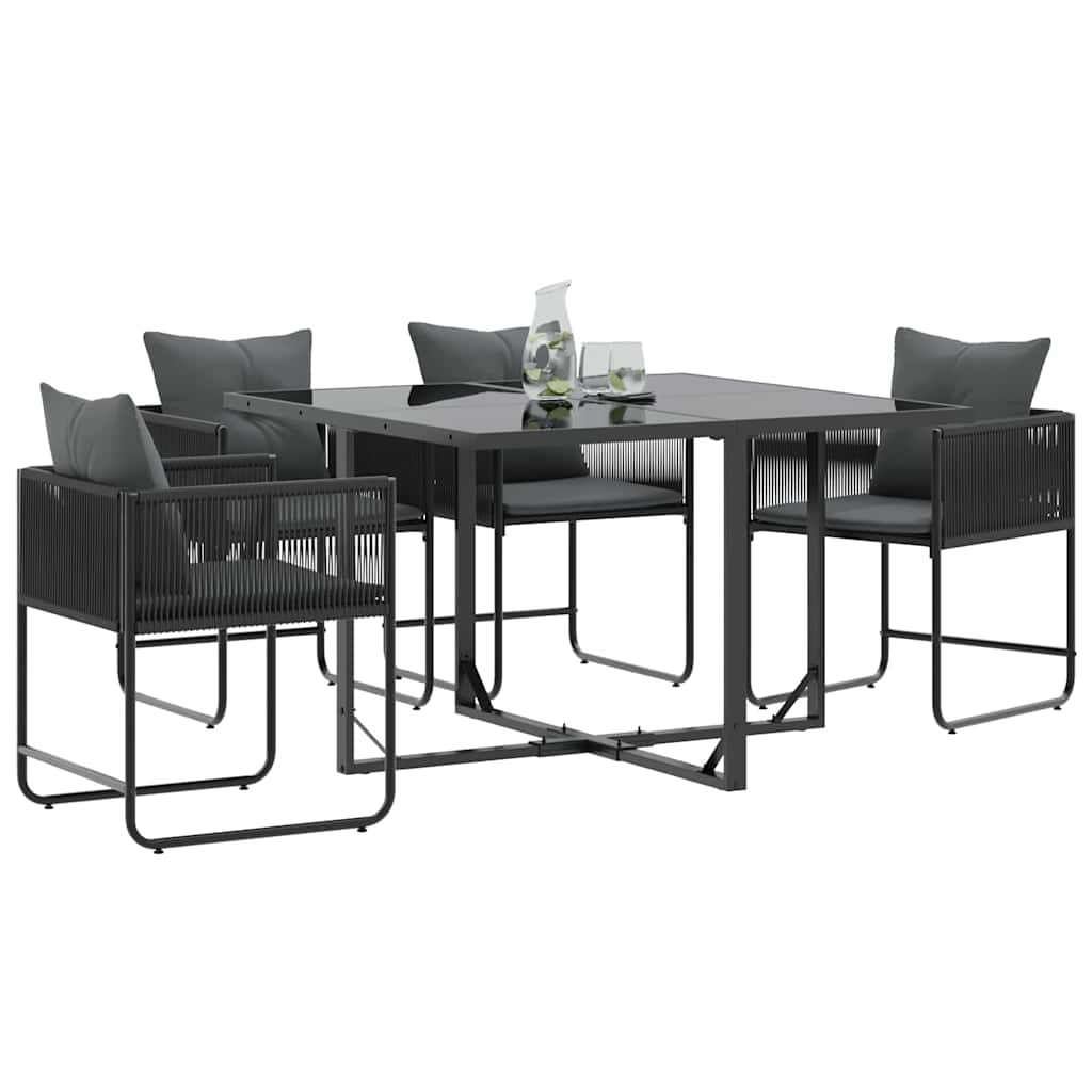 Stuhl 4 Stk. Schwarz und Anthrazit PE-Rattan