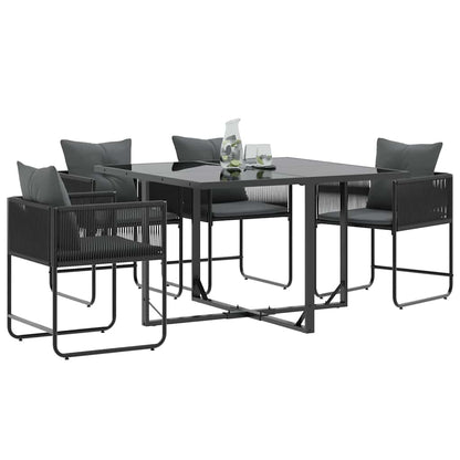 Stuhl 4 stk. Schwarz und Anthrazit PE-Rattan