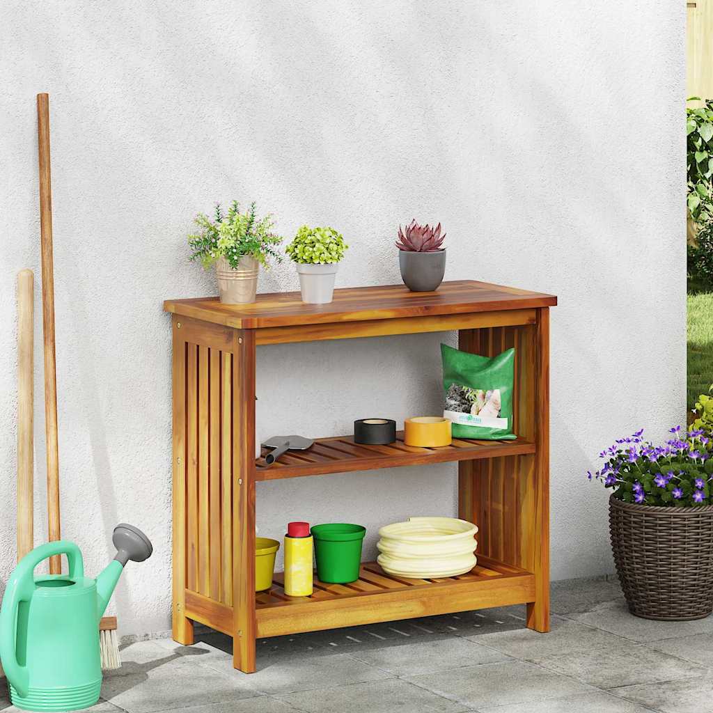 Garten-Schrank mit Regal Braun 75 x 35 x 70cm Massivholz Akazie