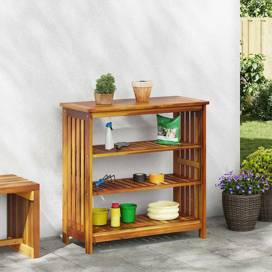 Garten-Schrank mit Regal Braun 75 x 35 x 70cm Massivholz Akazie