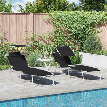 Sonnenliege 2 stk. Polyester Schwarz