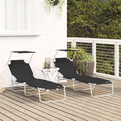 Sonnenliege 2 stk. Polyester Schwarz