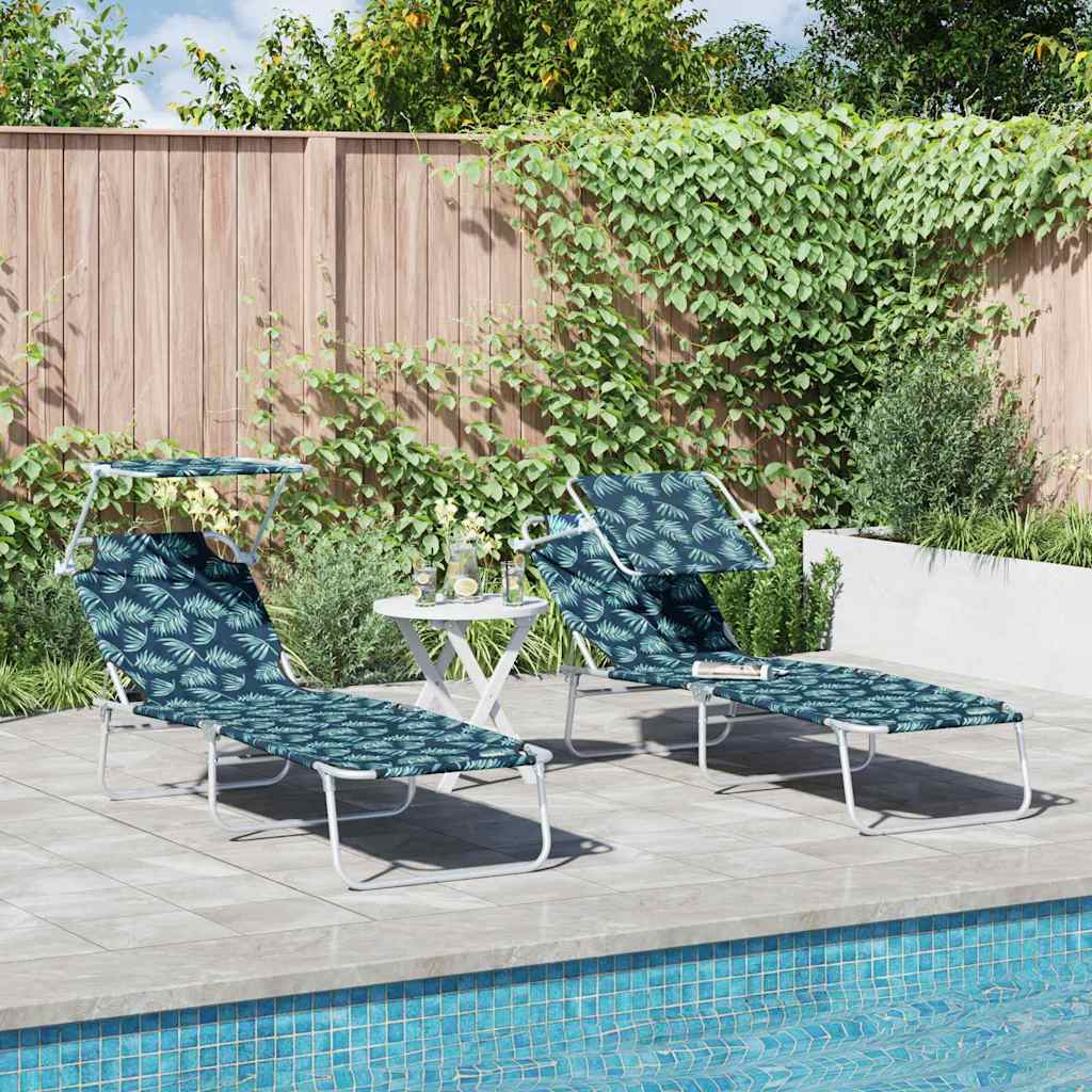 Sonnenliege 2-Person 2 pcs Grün 58 x 188 x 77cm Stoff