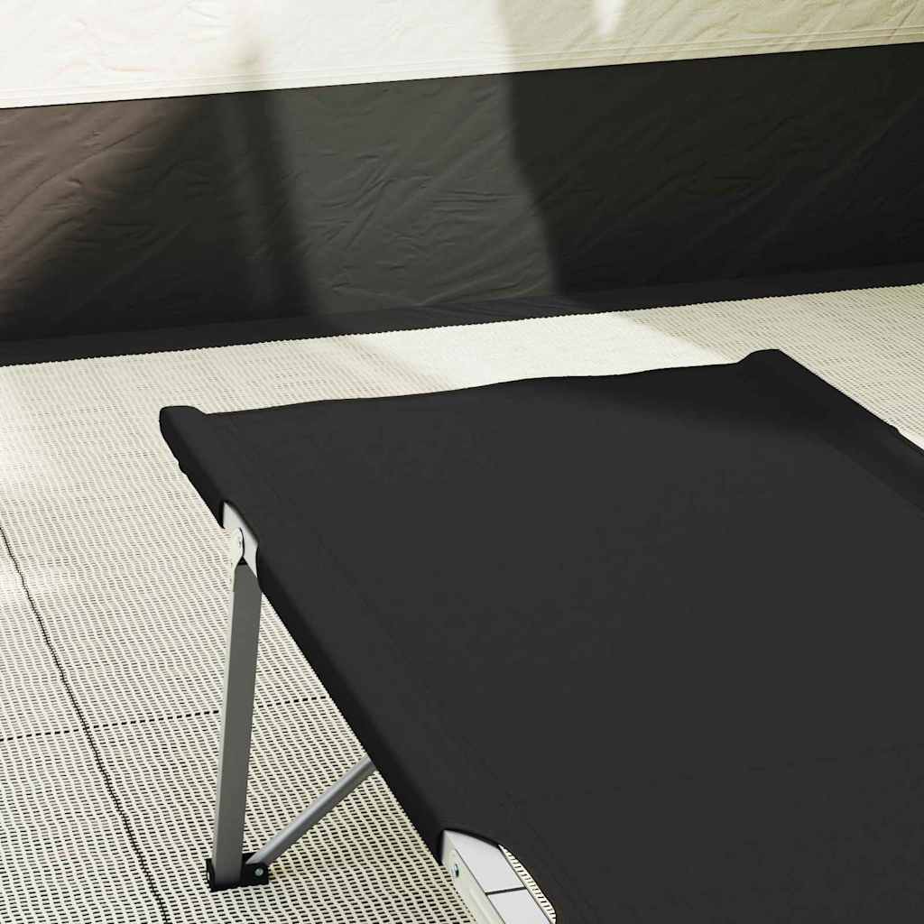 Klapp Schlafbett fürs Camping 2 stk. Schwarz Oxford und Stahl