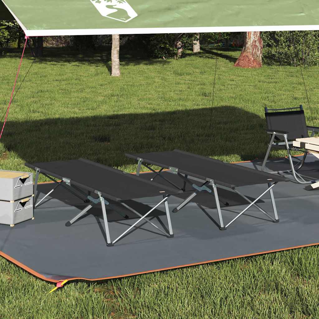 Klapp Schlafbett fürs Camping 2 stk. Schwarz Oxford und Stahl
