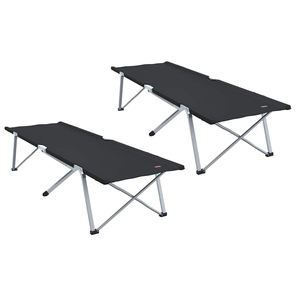 Klapp Schlafbett fürs Camping 2 stk. Schwarz Oxford und Stahl