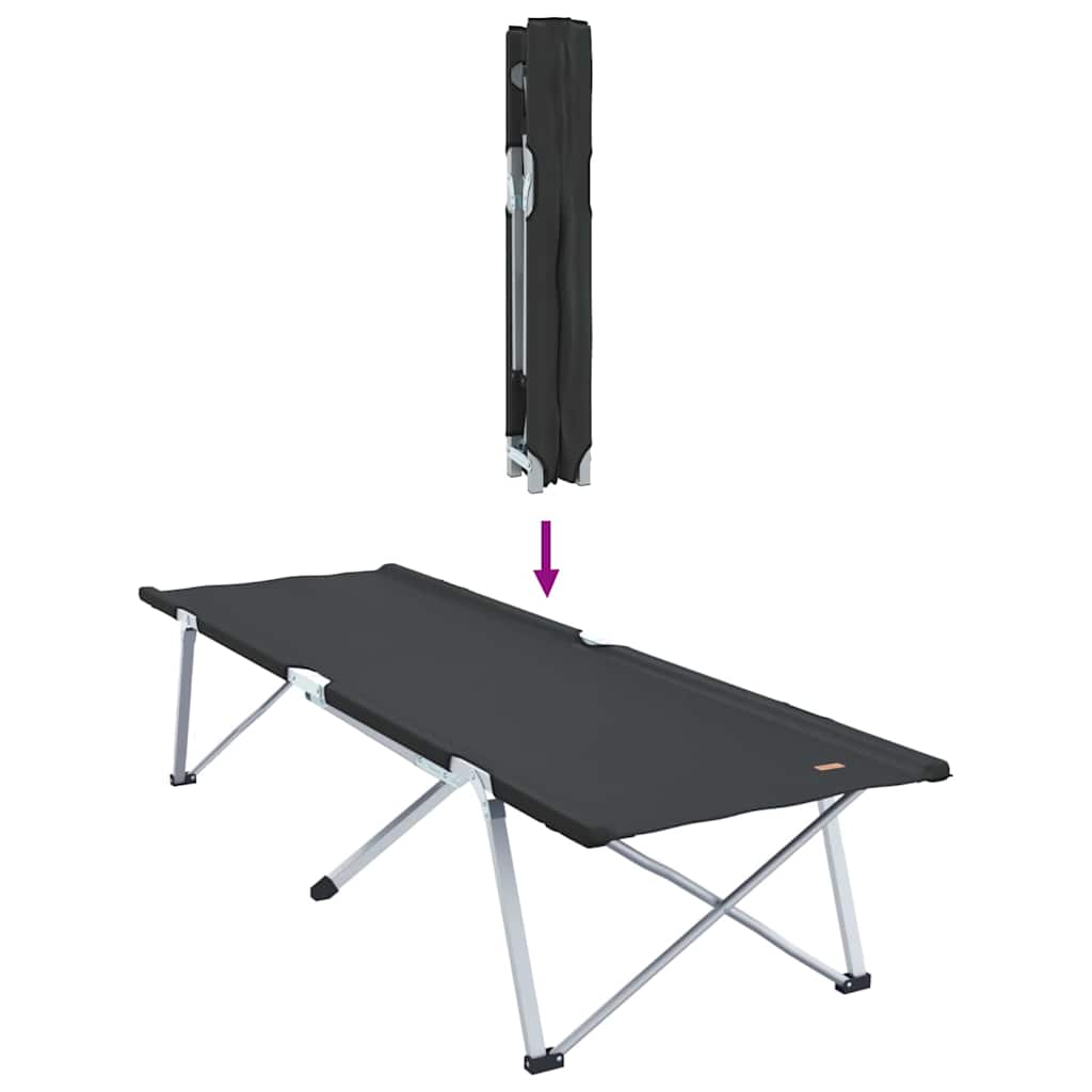 Klapp Schlafbett fürs Camping 2 stk. Schwarz Oxford und Stahl