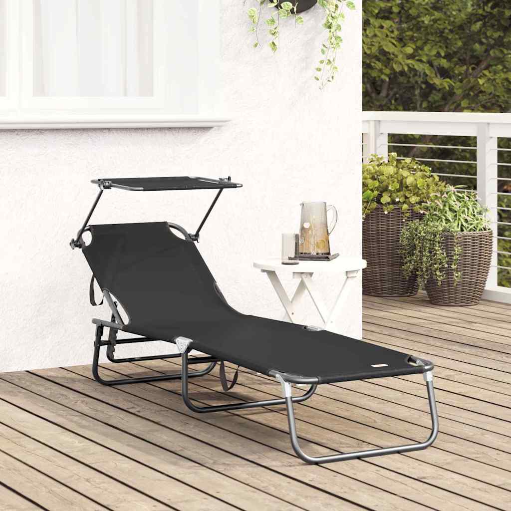 Klappbare Sonnenliege Schwarz 190 x 57 x 81 cm Oxford