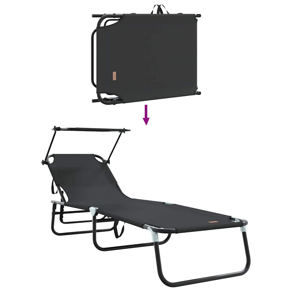 Klappbare Sonnenliege Schwarz 190 x 57 x 81 cm Oxford