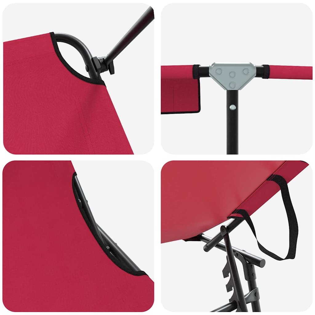 Klappbare Sonnenliege mit Kissen Rot 56 x 190 x 81cm Stoff